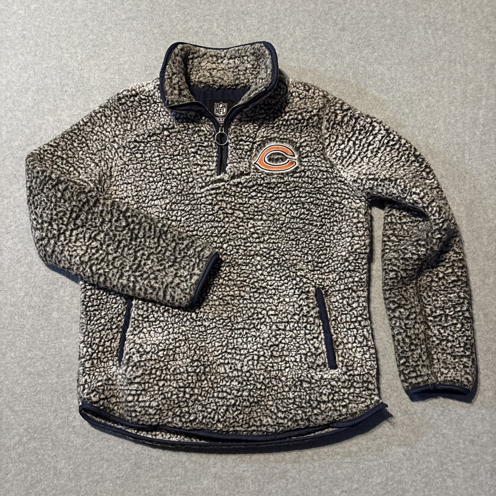 NFL Chicago Bears Women's Sherpa Quarter-Zip Pullover Jacket Sz Small Good Cond.